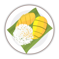 Mango klebrig Reis ist ein traditionell thailändisch Dessert gemacht mit klebrig Reis, frisch Mango und Kokosnuss Milch png