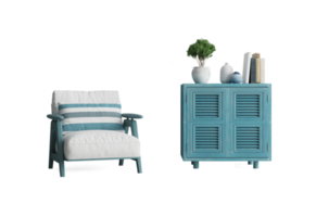 Santorini style interior armchair and table png