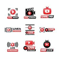 Youtube En Vivo transmisión Insignia conjunto paquete vector