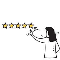 hand drawn doodle customer review five star illustration vector