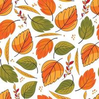 Fall pattern with trendy color seasonal leaves vector