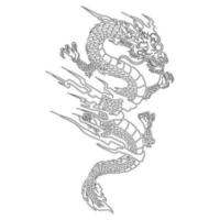Japanese national dragon with beautiful patterns. Anti stress coloring book for adults. vector