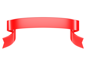 3d label ribbon. Glossy red blank plastic banner for advertisment, promo and decoration elements. High quality isolated render png