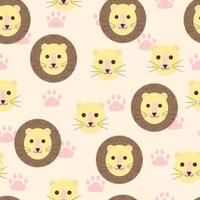 Seamless pattern of cute lion head pastel elements for kid's illustration vector