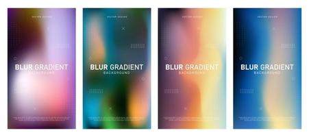 Abstract gradient fluid liquid cover template. Set of modern poster with vibrant graphic color, hologram, dot pattern. Minimal style design for flyer brochure, background, wallpaper, banner. vector