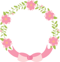 cute pastel green pink christmas flat style wreath frame png