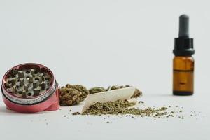 Marijuana buds on white background, close up. photo