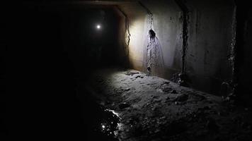 esploratori andando nel il metropolitana acqua grotte video