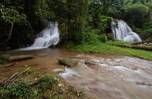 Flowing waterfall of Phuphaman national park of Thailand for travel idea photo work edit