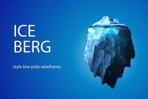 Iceberg futuristic polygonal illustration on blue background. The glacier is a metaphor, there is a lot of work behind success. vector