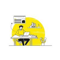 Man Work from home illustration vector