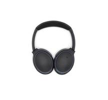 Black wireless headphone around ears. photo
