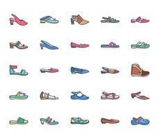 Sandals and footwear icon set vector