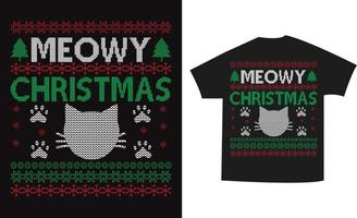 T Shirt Meowy woman Christmas Vector