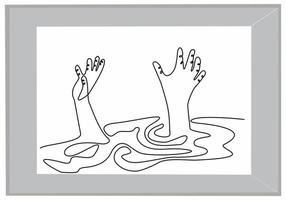 continuous line of hands asking for help vector