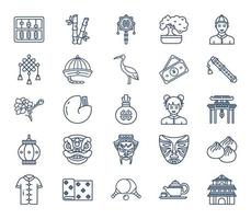 China nation and culture icon set vector