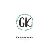 gk escritura a mano inicial y diseño de logotipo de firma con círculo. hermoso diseño de logotipo escrito a mano para moda, equipo, boda, logotipo de lujo. vector