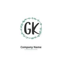 GK Initial handwriting and signature logo design with circle. Beautiful design handwritten logo for fashion, team, wedding, luxury logo. vector