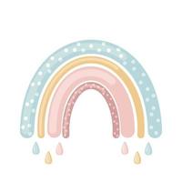 lindo icono de arco iris en estilo plano aislado sobre fondo blanco. ilustración vectorial elemento de diseño para la decoración de los niños. vector