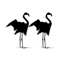 Pair of the Dancing Flamingo Silhouette for Icon, Symbol, Logo, Art Illustration, Pictogram, Website, or Graphic Design Element. Vector Illustration