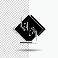 Board. chip. circuit. network. electronic Glyph Icon on Transparent Background. Black Icon vector