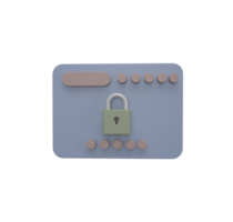 ícone mínimo de segurança de dados da web de ilustração 3d. informações seguras, segurança cibernética e proteção de dados. informações de privacidade png