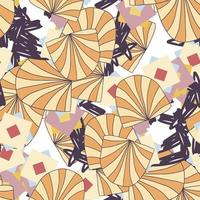 Modern striped doodle fantasy messy geometric shapes seamless pattern. Infinity abstract card, layout. Creative background with geo shapes. Textile, fabric, wrapping paper. vector