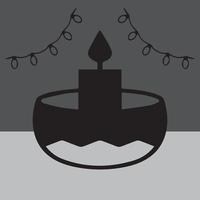Diverse Diwali lights made with black pattern elements. This images have a gray background vector