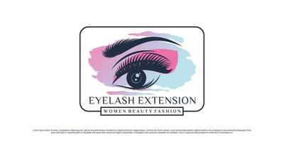 diseño de logotipo de extensión de pestañas de belleza para estudio de maquillaje con concepto único y elemento creativo vector