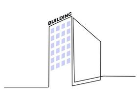 una sola línea continua de establecimiento de edificios exteriores vector