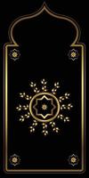 Gold prayer mat pattern. With Black background. Muslim prayer rug. vector