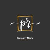 PR Initial handwriting and signature logo design with circle. Beautiful design handwritten logo for fashion, team, wedding, luxury logo. vector