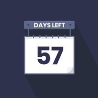 57 Days Left Countdown for sales promotion. 57 days left to go Promotional sales banner vector