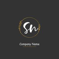 SN Initial handwriting and signature logo design with circle. Beautiful design handwritten logo for fashion, team, wedding, luxury logo. vector