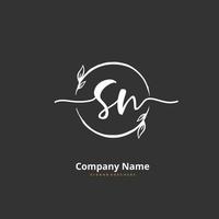 sn escritura a mano inicial y diseño de logotipo de firma con círculo. hermoso diseño de logotipo escrito a mano para moda, equipo, boda, logotipo de lujo. vector