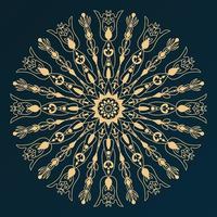 Modern golden color mandala background unique design and good look. vector