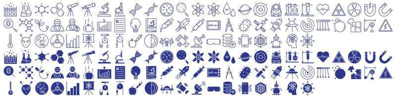 Collection of icons related to Science and technology, including icons like Electron, Laboratory, Research, Energy and more. vector illustrations, Pixel Perfect