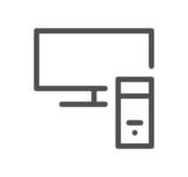 Monitor icon outline and linear vector. vector