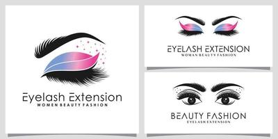 conjunto de paquete de diseño de logotipo de extensión de pestañas para salón de belleza con concepto creativo moderno vector