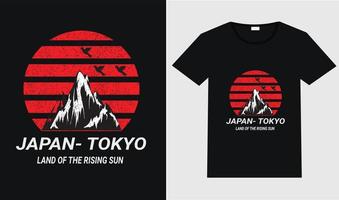 tokyo land el sol naciente tipografía ilustración vectorial camiseta premium vector