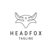 Head fox line logo design template flat vector