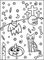 Halloween line art e ilustraciones para colorear vector