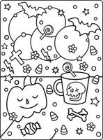 Halloween line art e ilustraciones para colorear vector