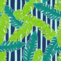 Graphic tropical pattern, palm leaves seamless floral background. vector