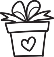 Hand Drawn gift box with heart illustration png