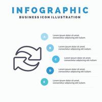 Refresh Reload Rotate Repeat Line icon with 5 steps presentation infographics Background vector