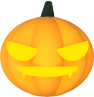 een single lit spookachtig halloween pompoenen, jack O lantaarn met onheil gezicht en ogen geïsoleerd tegen een transparant achtergrond png