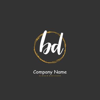 bd escritura a mano inicial y diseño de logotipo de firma con círculo. hermoso diseño de logotipo escrito a mano para moda, equipo, boda, logotipo de lujo. vector