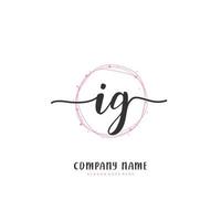 IG Initial handwriting and signature logo design with circle. Beautiful design handwritten logo for fashion, team, wedding, luxury logo. vector