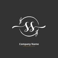 SS Initial handwriting and signature logo design with circle. Beautiful design handwritten logo for fashion, team, wedding, luxury logo. vector